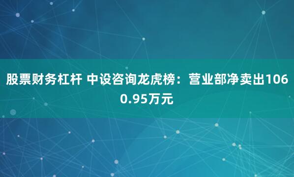 股票财务杠杆 中设咨询龙虎榜：营业部净卖出1060.95万元