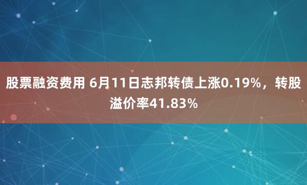 股票融资费用 6月11日志邦转债上涨0.19%，转股溢价率41.83%