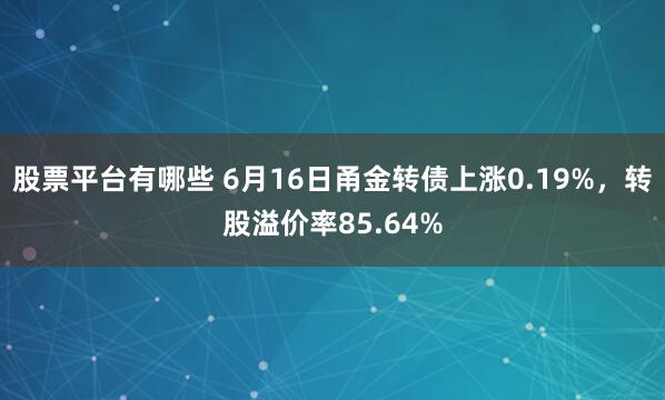 股票平台有哪些 6月16日甬金转债上涨0.19%，转股溢价率85.64%